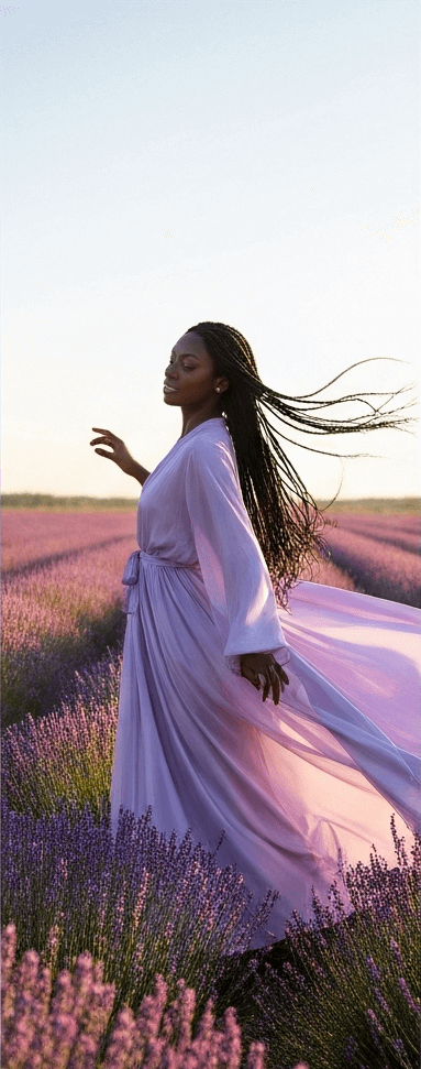 A woman in a powerful, expressive pose, representing embodiment.